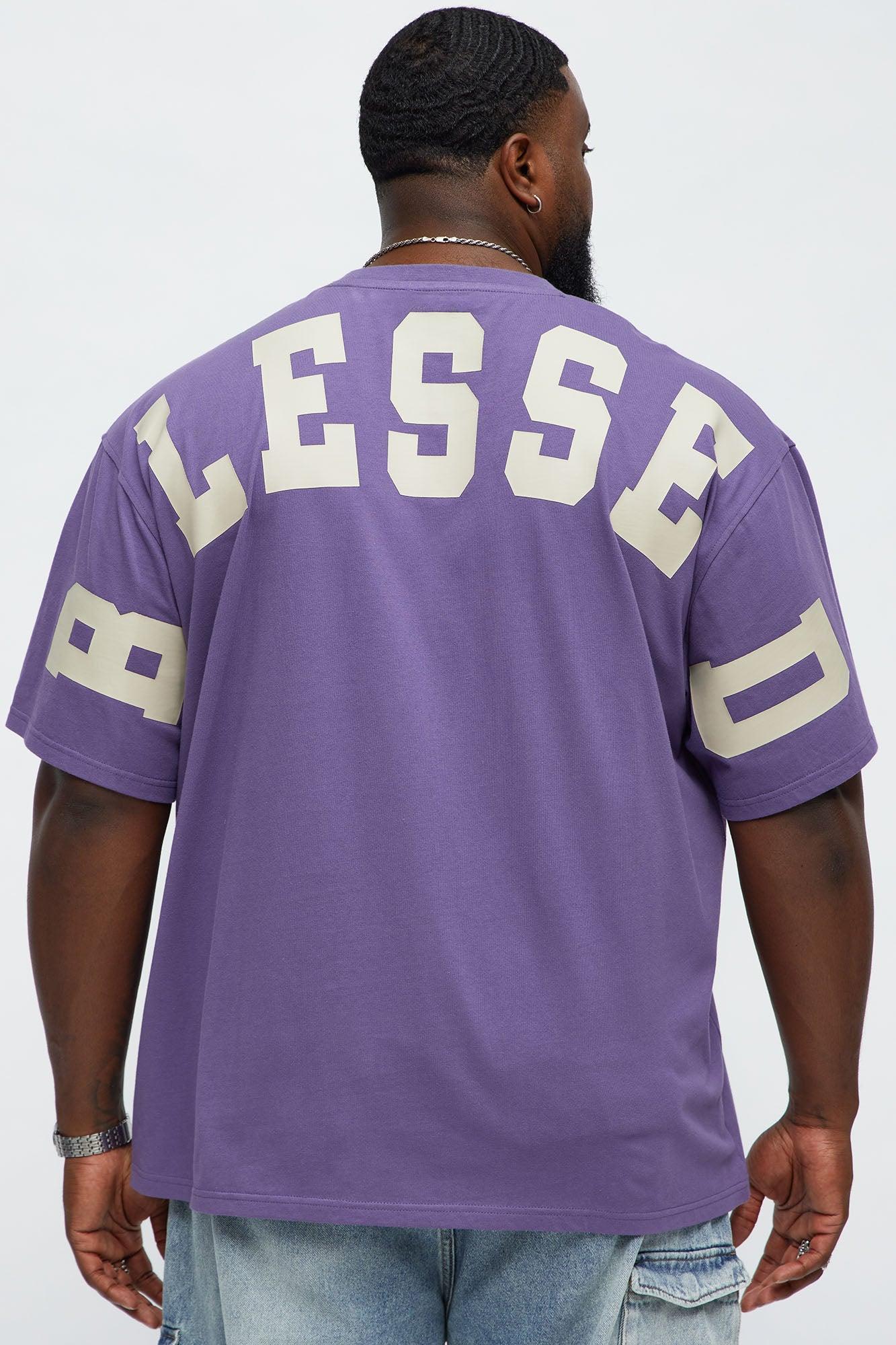 Short Sleeve Blessed Puff Print Tee - Purple Male Product Image