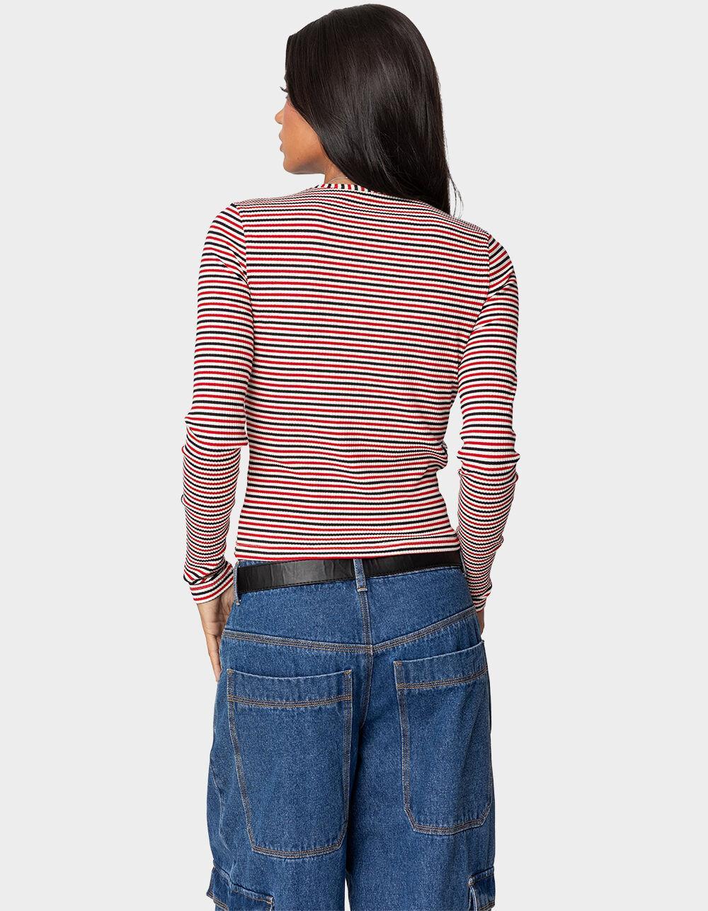 EDIKTED Corina Ribbed Stripey Long Sleeve Tee Product Image