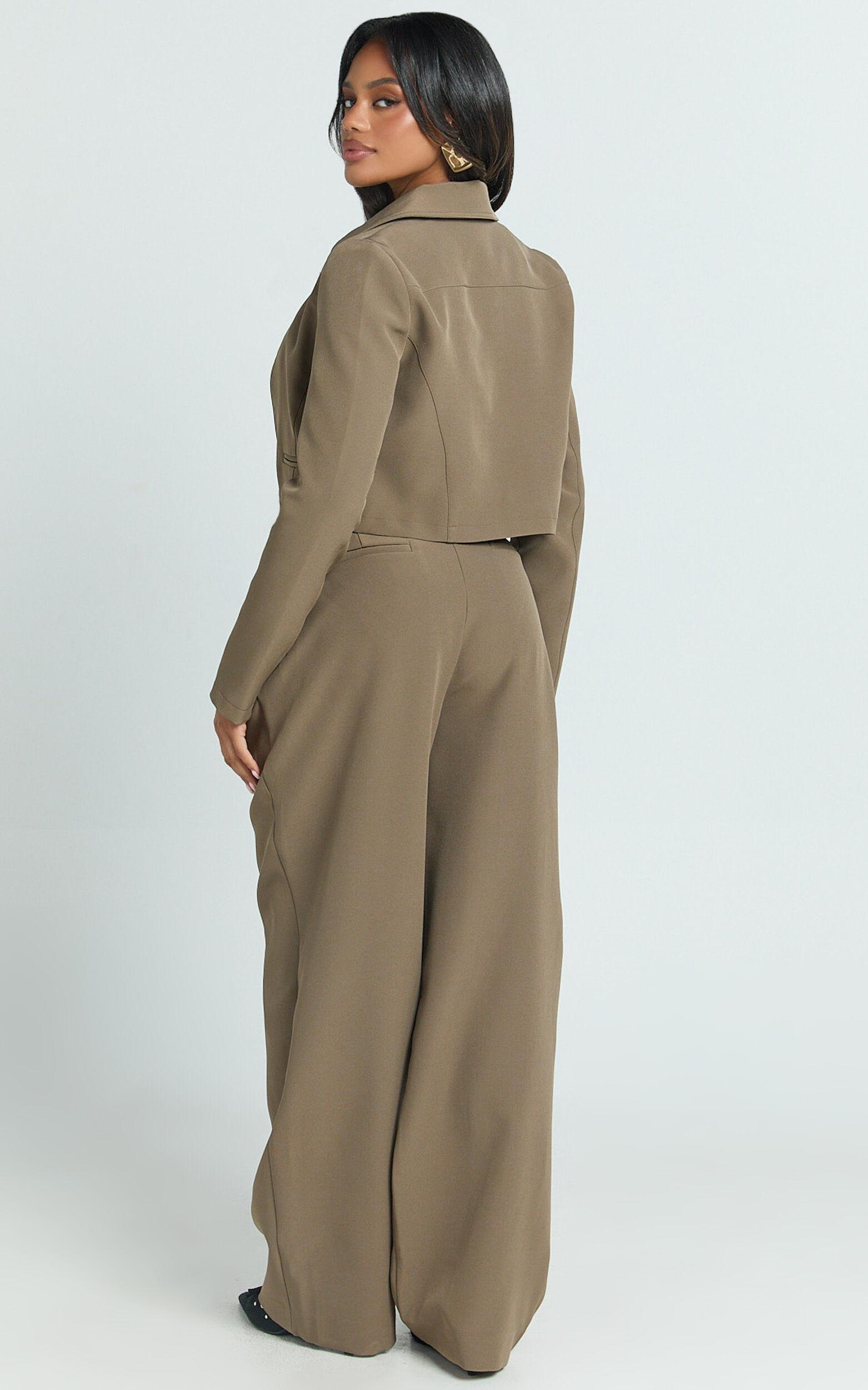 Inez Pants - High Waisted Barrell Leg Tailored Pants in Olive Product Image