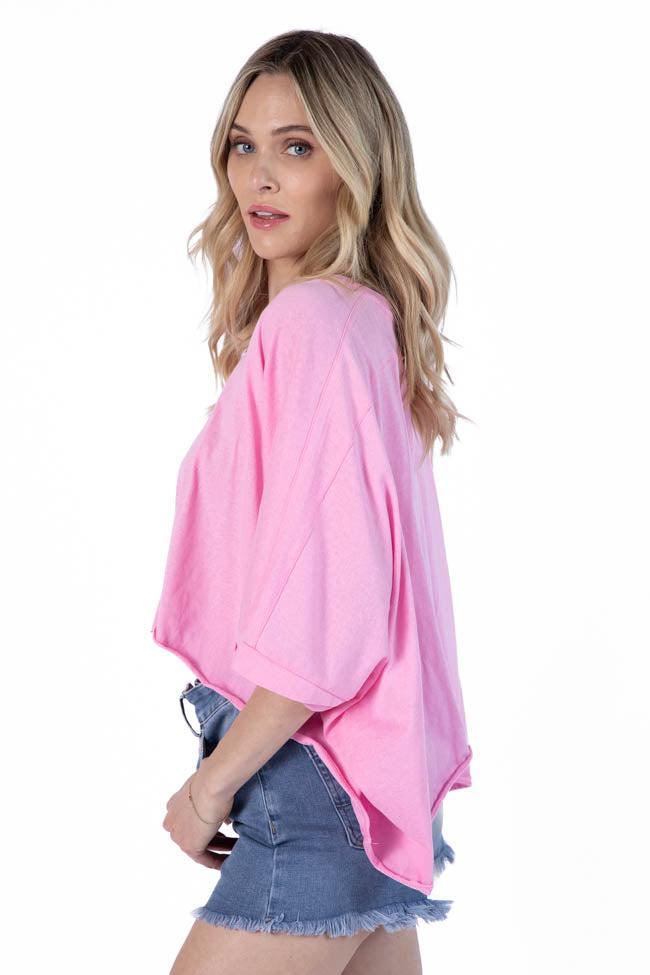 Great Days Ahead Pink Asymmetrical Hem Tee SALE Product Image