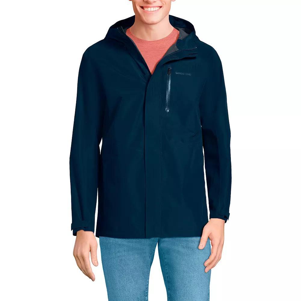 Men's Lands' End Waterproof Hooded Packable Rain Jacket, Size: Small, Radiant Blue Product Image