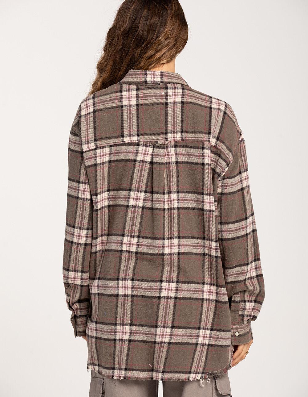 RSQ Womens Raw Edge Vintage Flannel - OLIVE Product Image