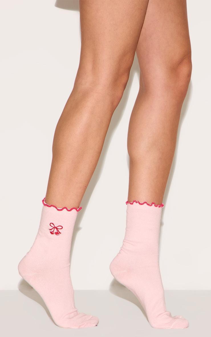 Pink Cherry Graphic Socks Product Image