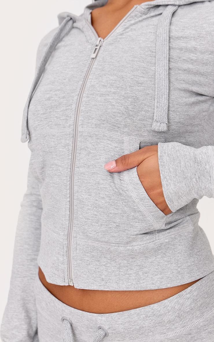 Grey Marl Zip Up Fitted Track Top Product Image