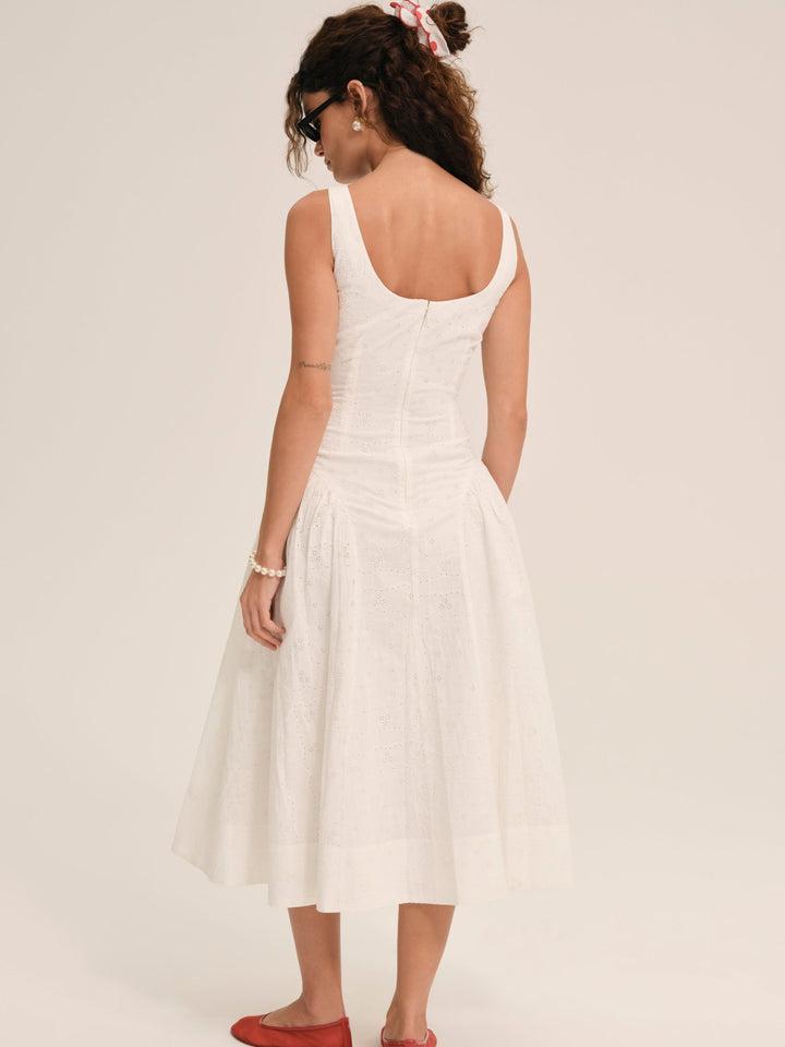 Handkerchief Midi Dress — White Product Image