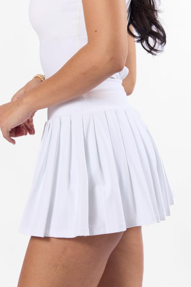 For The Win White Pleated Tennis Skirt SALE Product Image