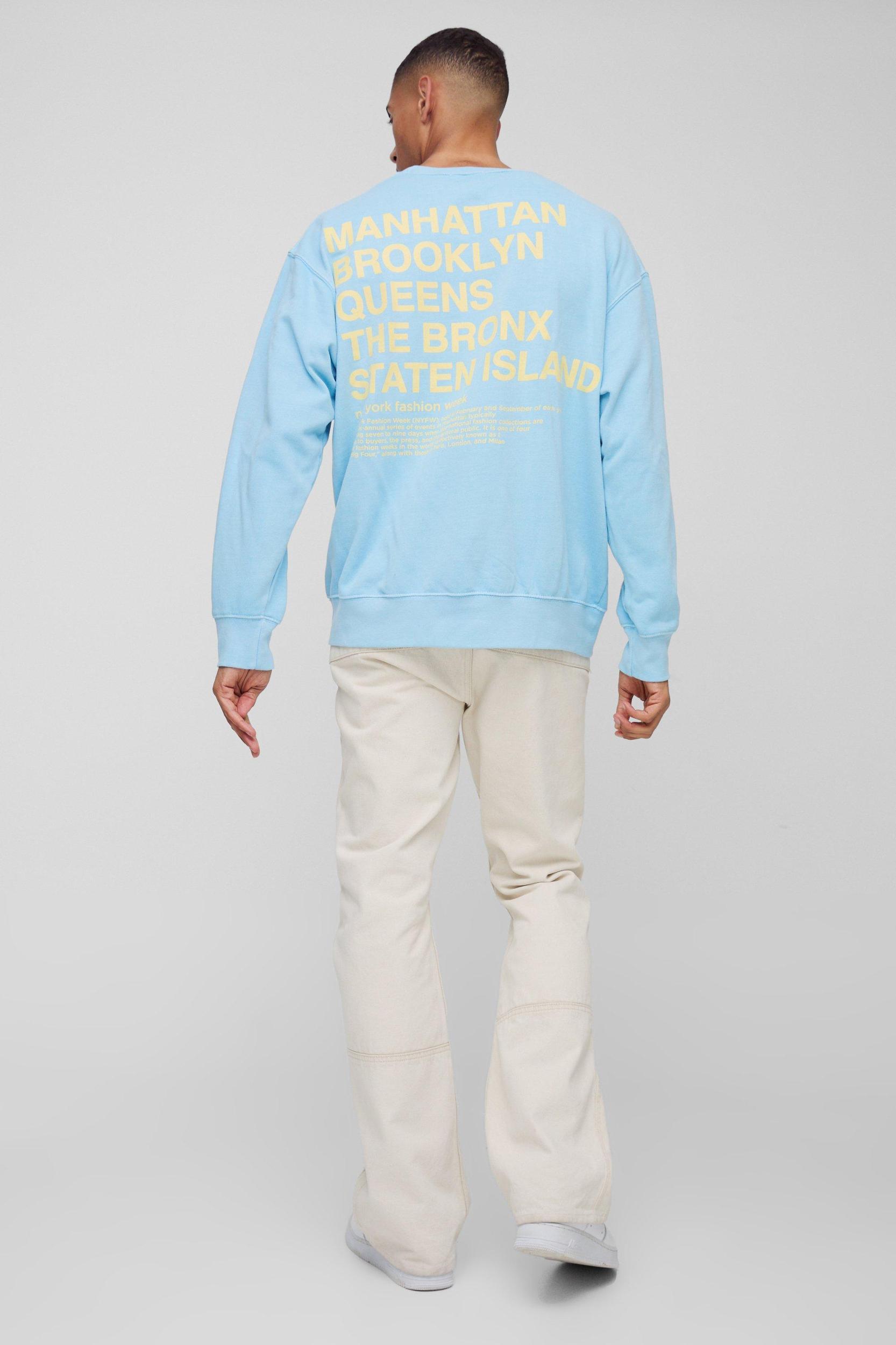 Oversized NYC Club Graphic Washed Sweatshirt | boohooMAN USA Product Image