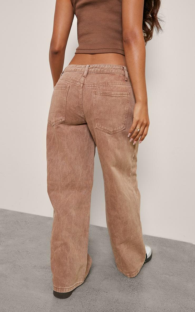 Petite Taupe Washed Low Rise Boyfriend Jeans Product Image