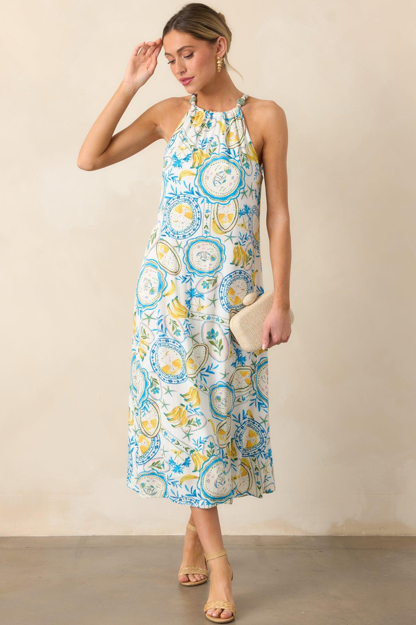 Sunlit Moments Ivory Halter Midi Dress Product Image