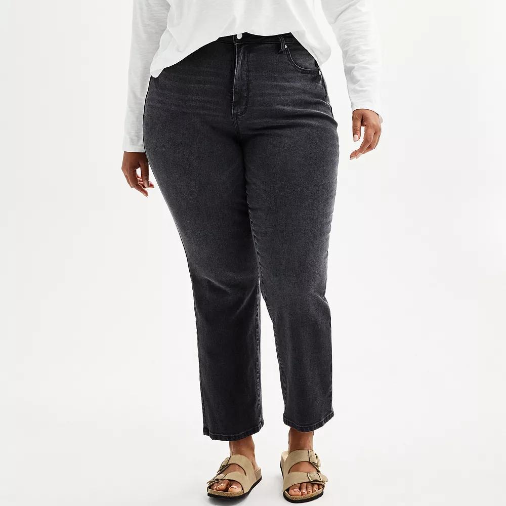 Plus Size Sonoma Goods For Life® High Rise Curvy Straight Jeans, Women's, Size: 20 W, Black Wash Product Image