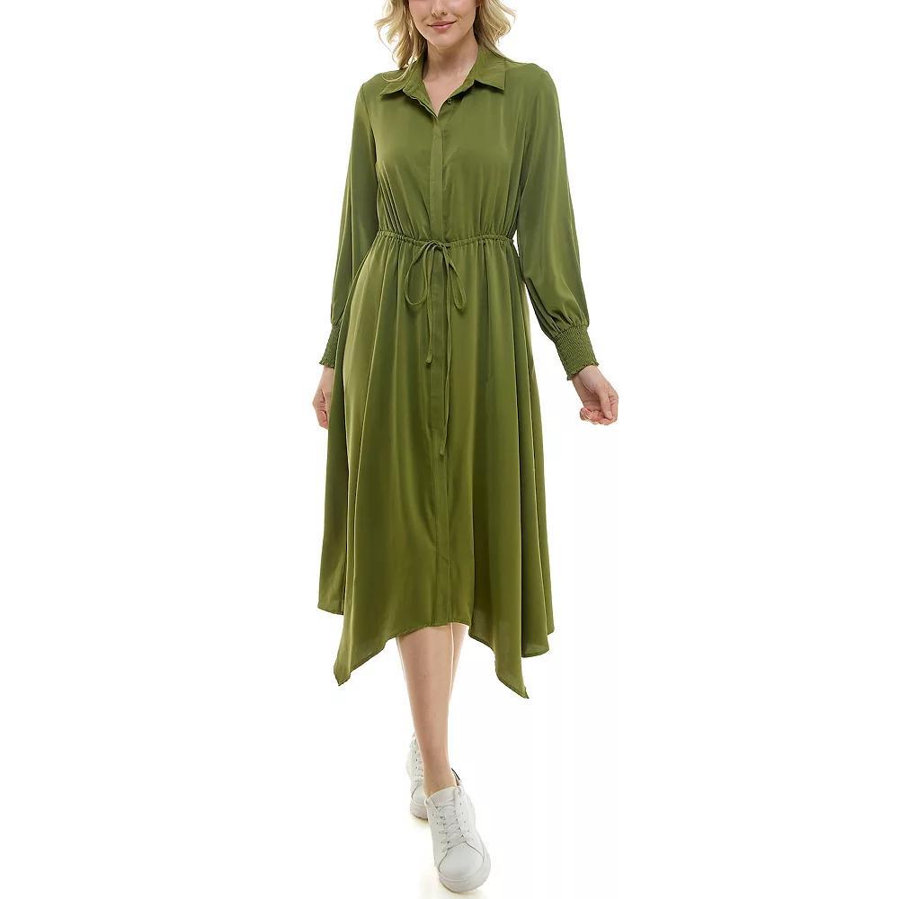 Women's Nicole Miller Tie Waist Shirt Dress, Size: 4, Green Product Image