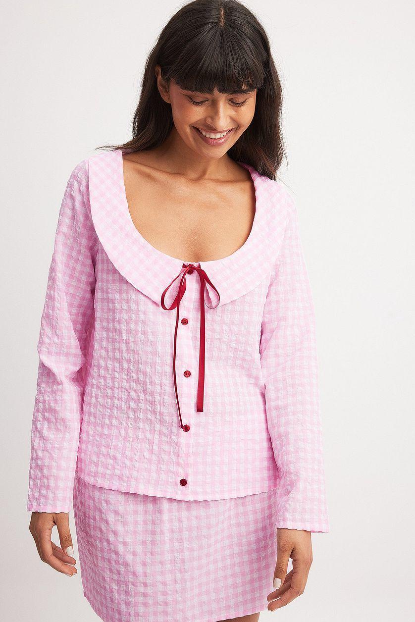 Checked Tie Front Top Product Image