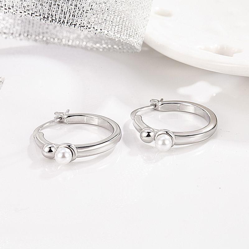 Freshwater Pearl Alloy Hoop Earring Product Image
