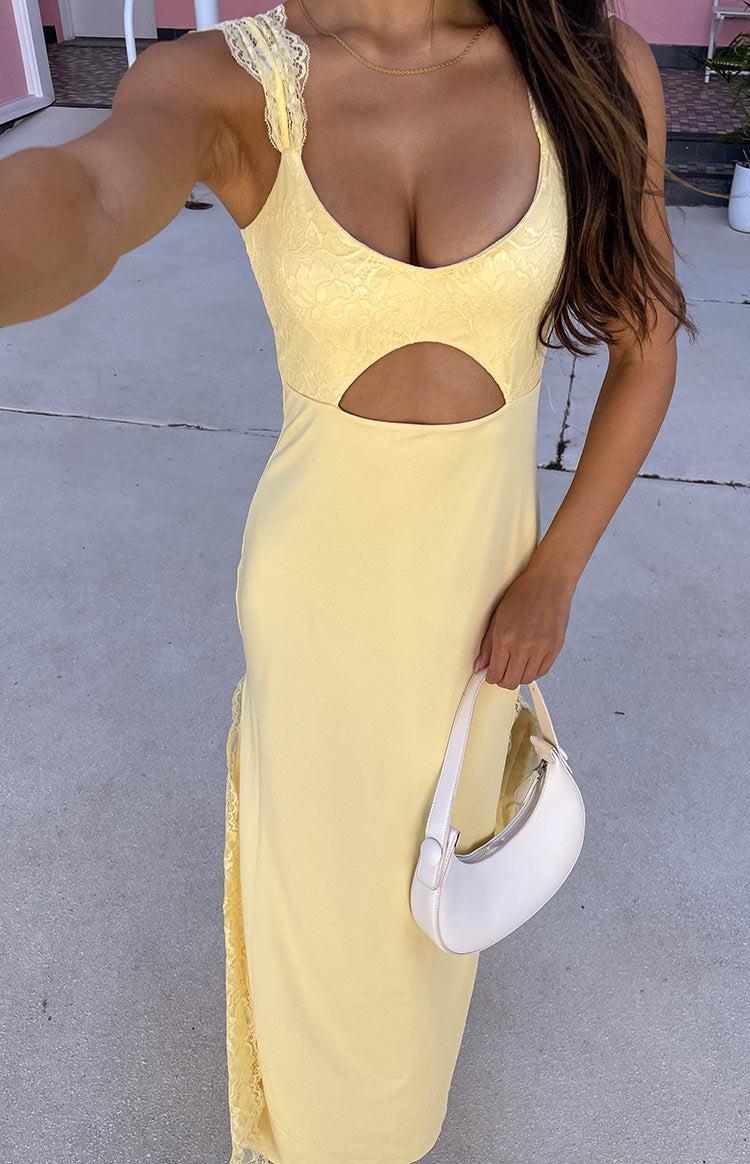 Tiana Yellow Lace Maxi Dress Product Image
