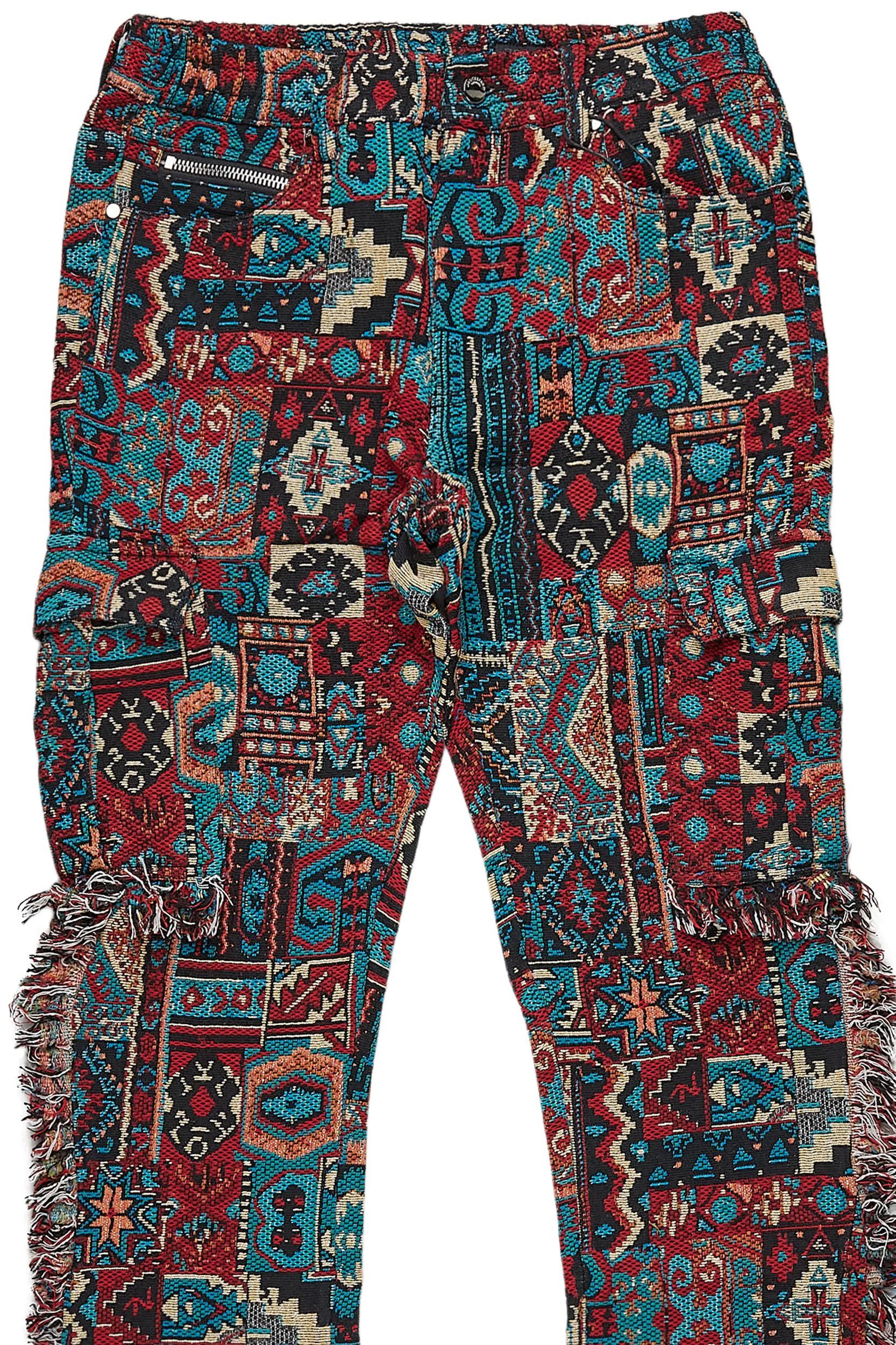 Ayami Red Slim Tapestry Flare Jean Male Product Image