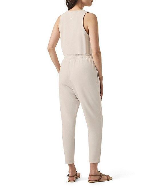 Splendid V-Neck Sleeveless Stretch Chambray Waffle Scuba Jumpsuit Product Image
