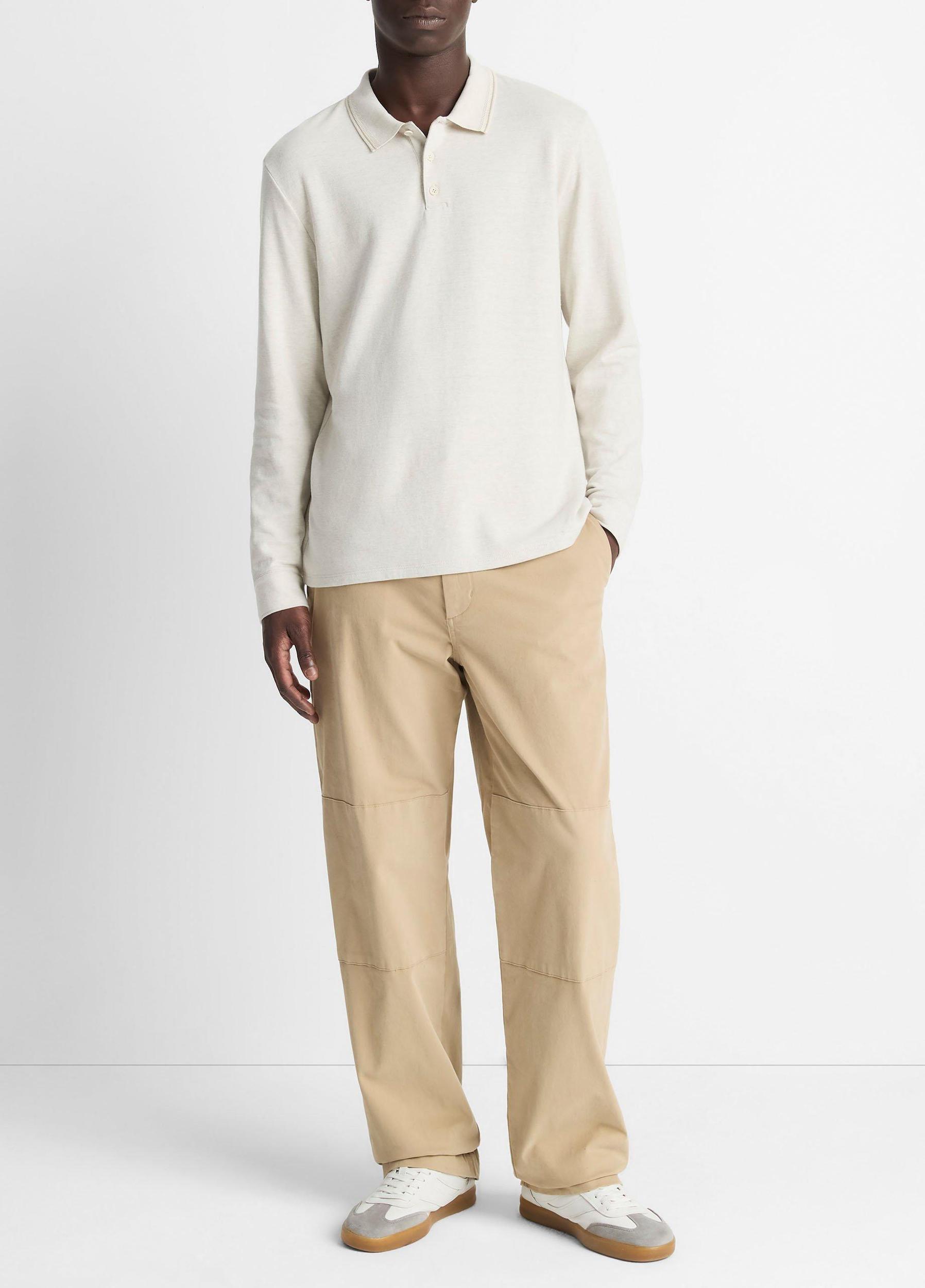 Heathered Double-Face Cotton-Blend Polo Shirt Product Image