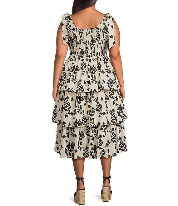 Skies Are Blue Plus Size Tiered Sleeveless Poplin Midi Dress Product Image