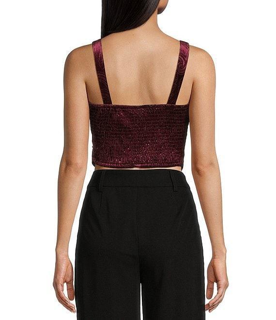 Honey & Sparkle Embossed Velvet Corset Smocked Back Top Product Image
