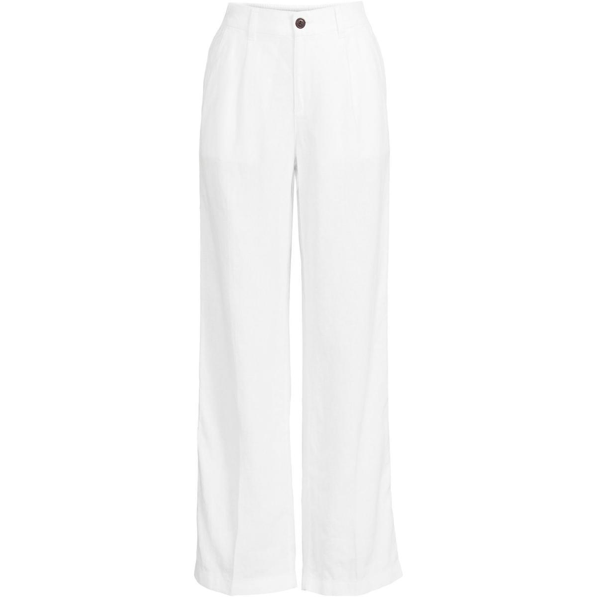 Women's Lands' End High-Rise Wide-Leg Linen Pleated Pants, Size: 14, White Product Image