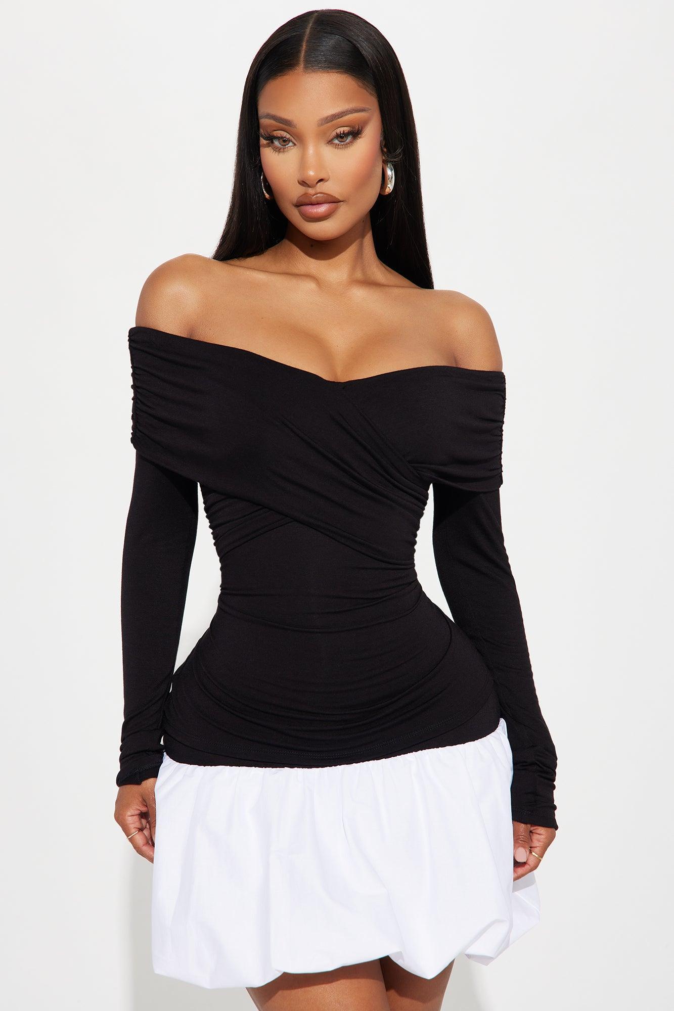 Rich Energy Bubble Mini Dress - Black/White Product Image