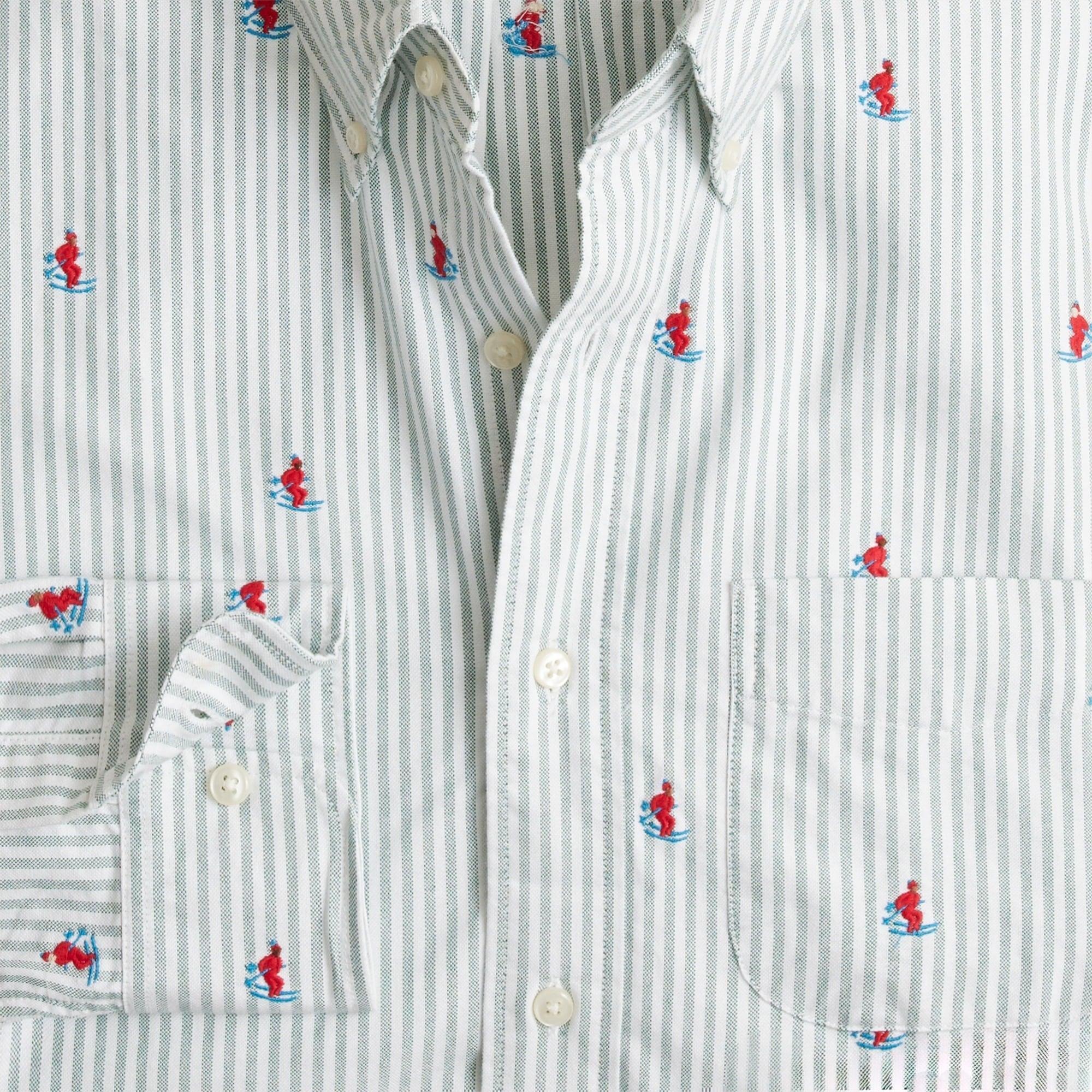 Giant-fit oxford shirt with skier embroidery Product Image