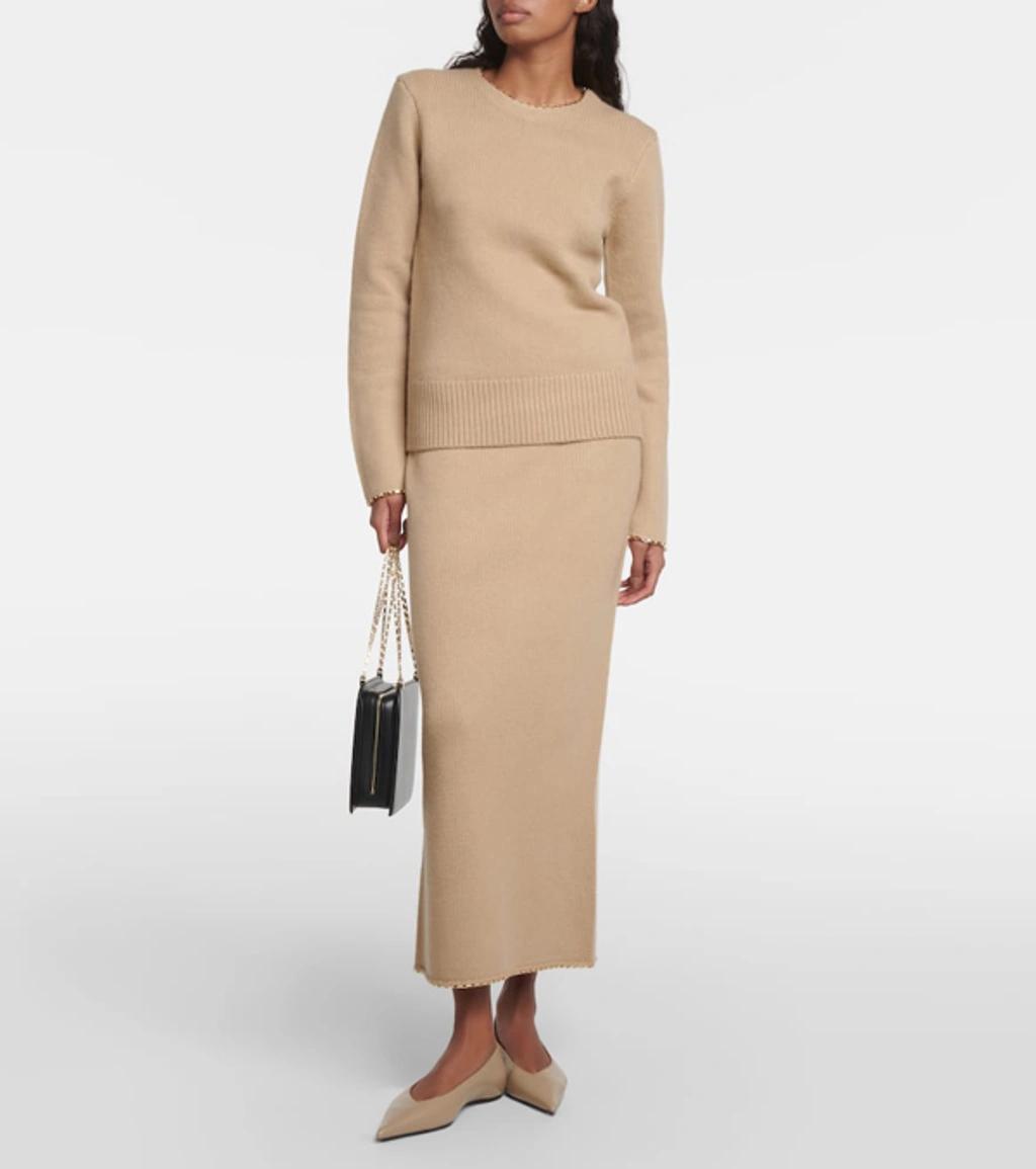 TOTÊME Wool And Cashmere-blend Midi Skirt In Yellow Product Image