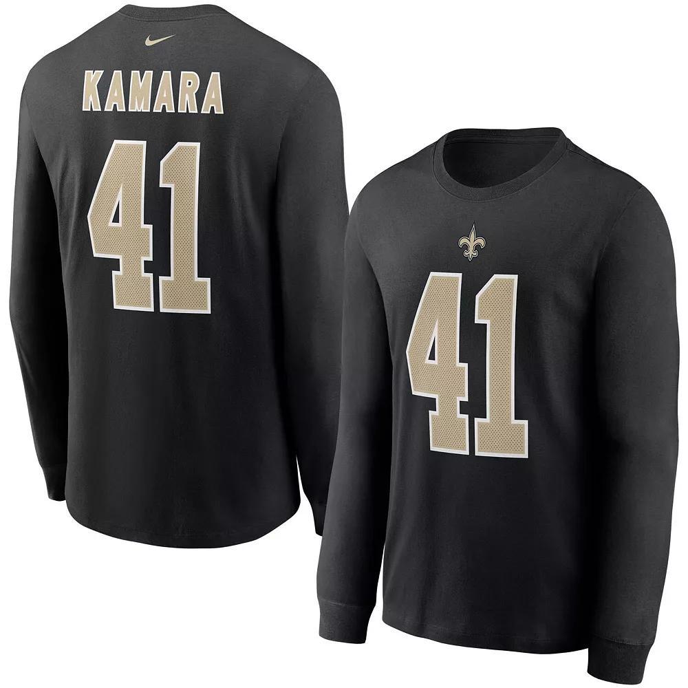 Men's Nike Alvin Kamara Black New Orleans Saints Player Name & Number Long Sleeve T-Shirt, Size: 2XL Product Image