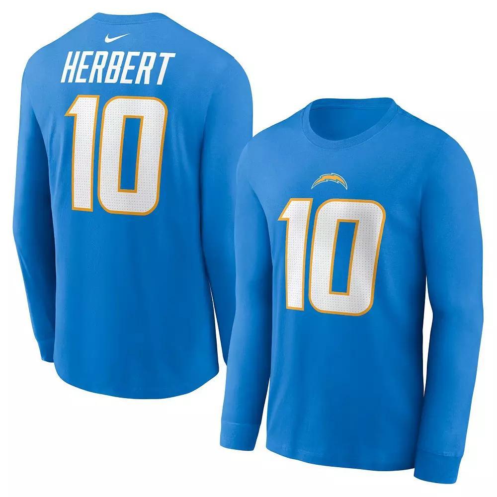 Men's Nike Justin Herbert Powder Blue Los Angeles Chargers Player Name & Number Long Sleeve T-Shirt, Size: 2XL, Light Product Image