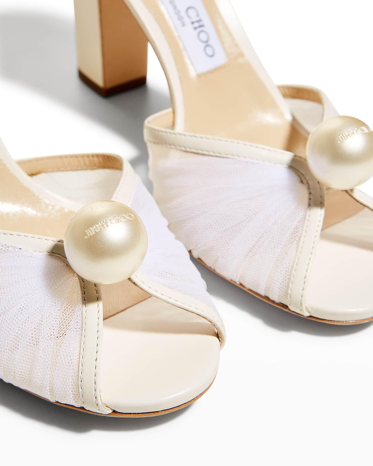 Sacaria Tulle Pearly Ankle-Strap Sandals Product Image