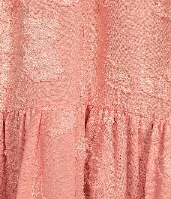 Leslie Fay Ruffle Neck 3/4 Sleeve Jacquard A-Line Dress Product Image