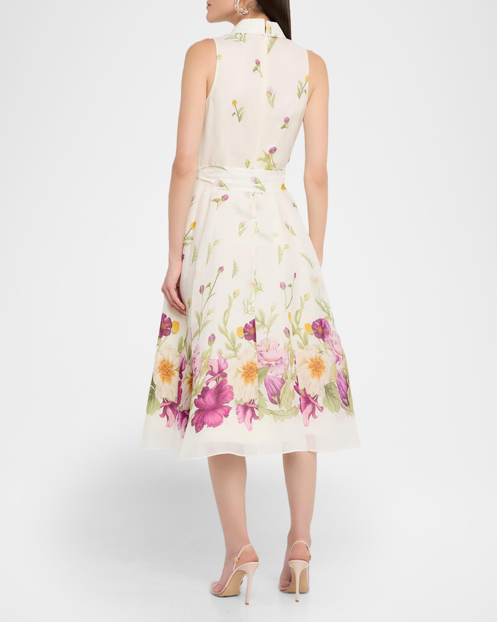 Sleeveless Floral-Print Midi Shirtdress Product Image