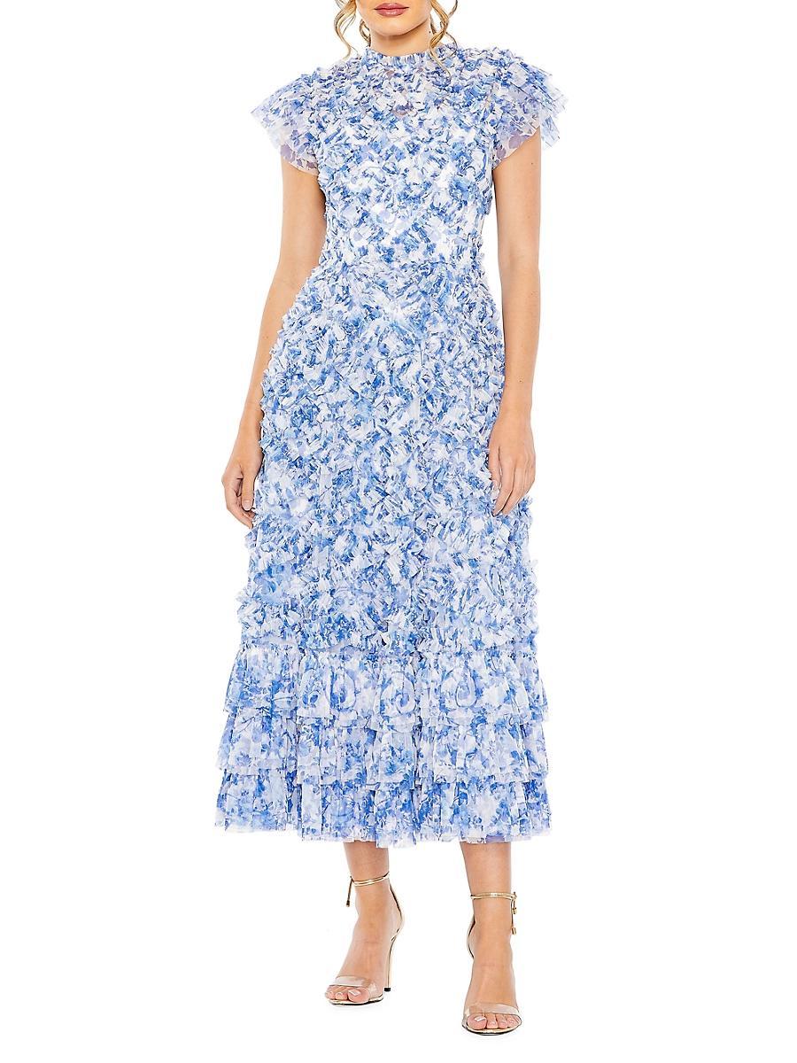 Womens Ruffle Midi-Dress Product Image