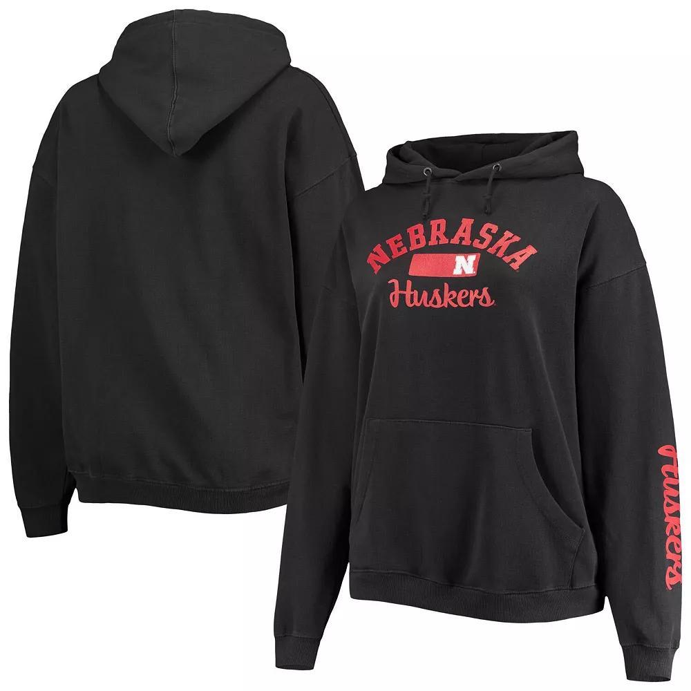 Women's Pressbox Black Nebraska Huskers Rock n Roll Super Oversized Pullover Hoodie Product Image