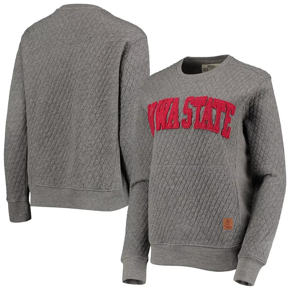 Women's Pressbox Heather Charcoal Iowa State Cyclones Moose Quilted Pullover Sweatshirt, Size: Medium, Grey Product Image