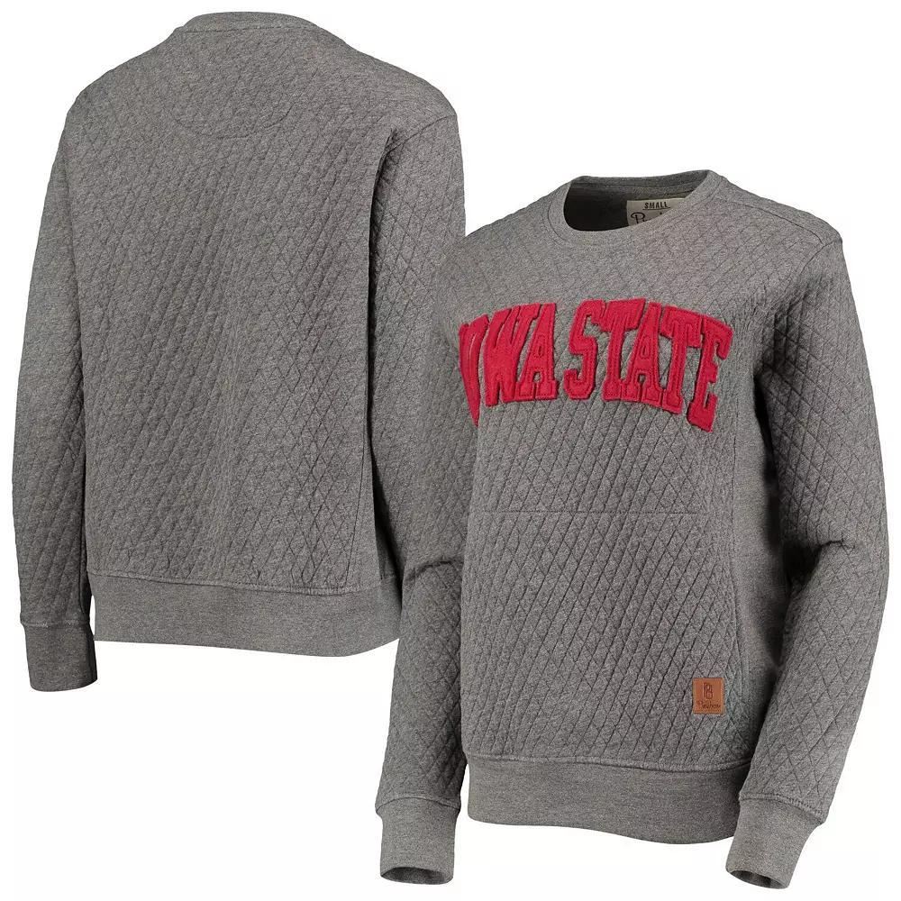 Women's Pressbox Heather Charcoal Iowa State Cyclones Moose Quilted Pullover Sweatshirt, Size: Medium, Grey Product Image