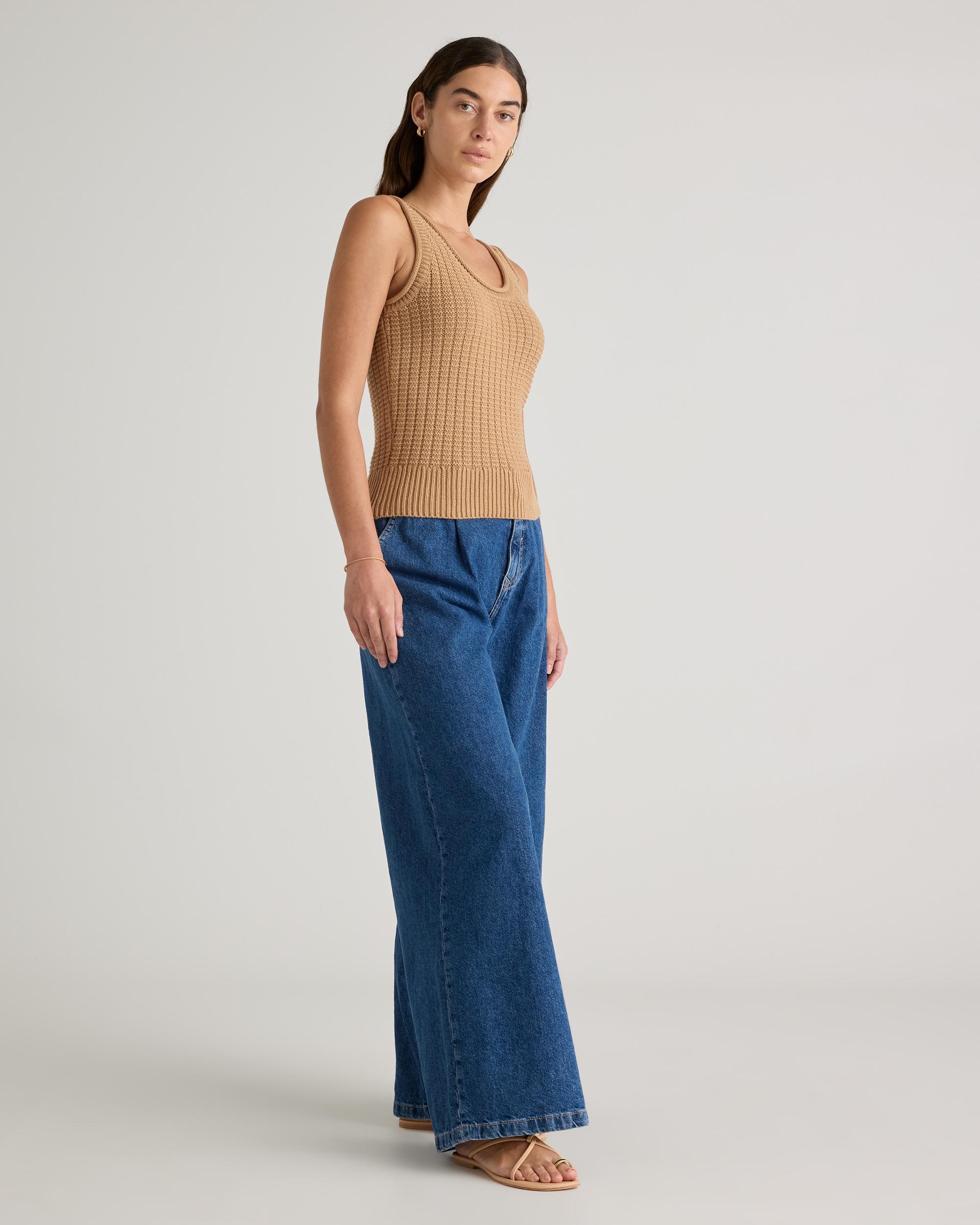 Quince | Women's Waffle Cropped Sweater Tank Top Size XS, Organic Cotton Product Image