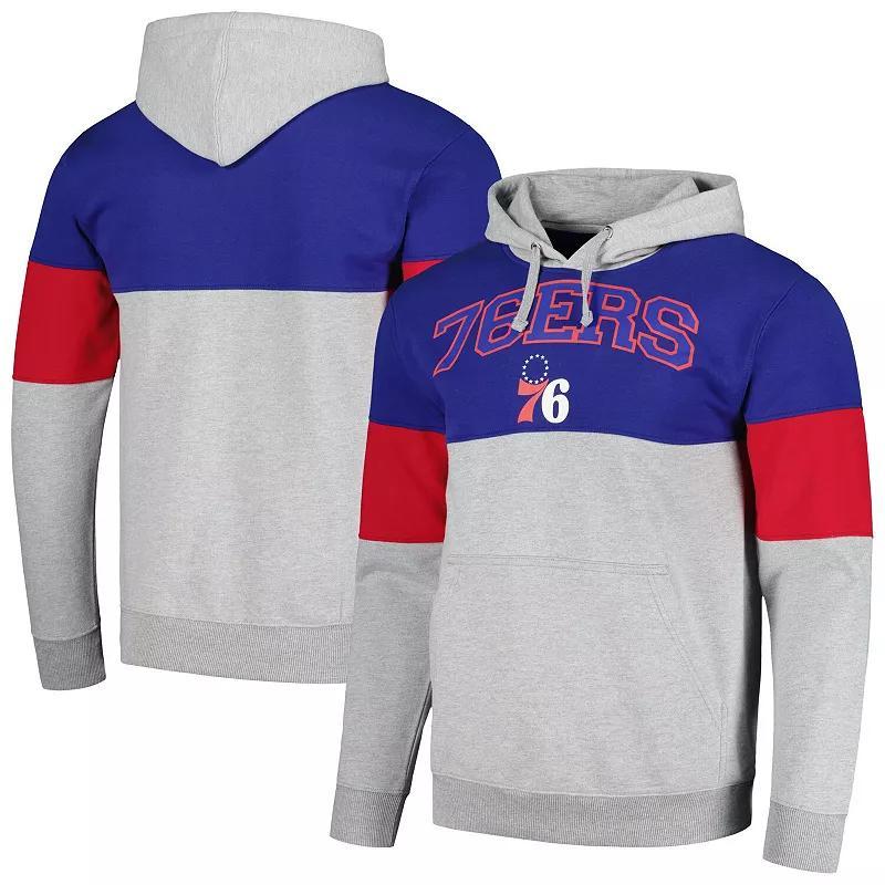 Mens Fanatics Branded Royal Philadelphia 76ers Contrast Pieced Pullover Hoodie Product Image