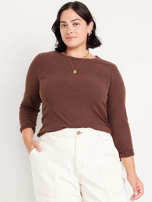 Plush-Knit Long-Sleeve T-Shirt Product Image