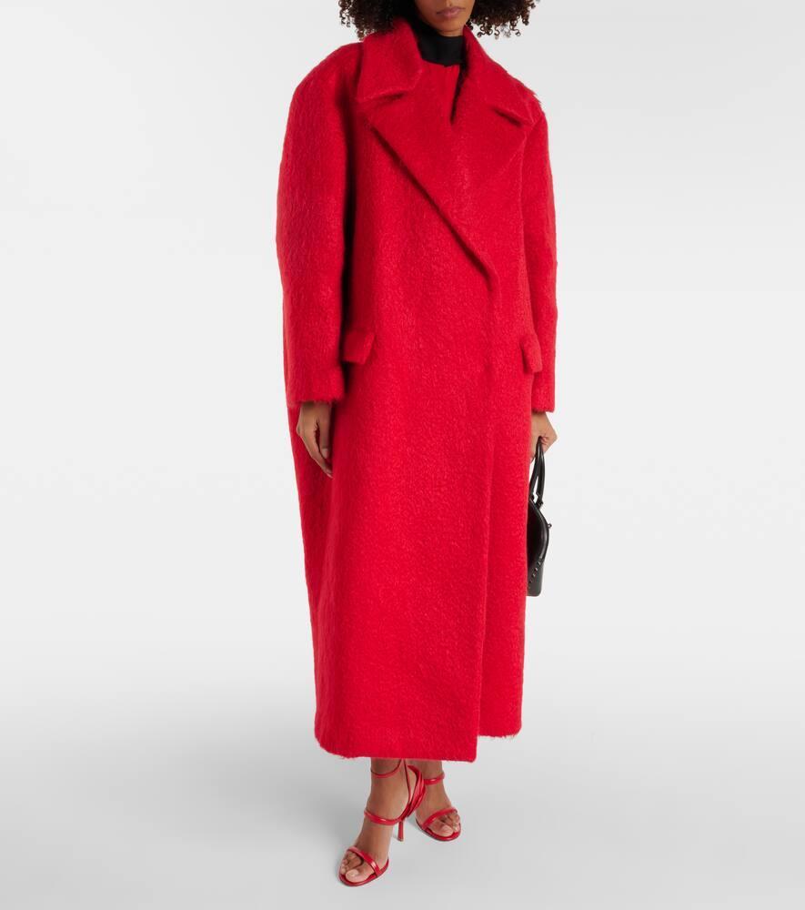 VALENTINO Mohair-blend Coat In Red Product Image