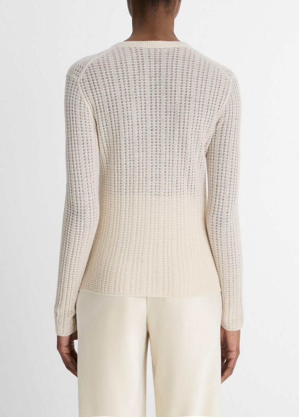 Womens Waffle-Knit Cashmere-Silk Henley Sweater, White Sand, Size S Vince Product Image