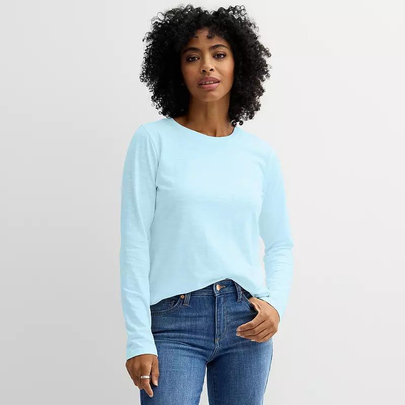 Women's Sonoma Goods For Life® Everyday Long Sleeve Crewneck Tee, Size: XS, Blue Beauty Product Image