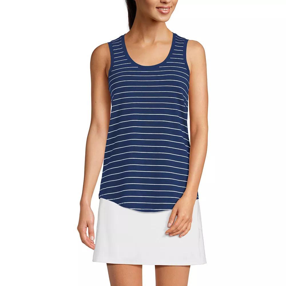 Petite Lands' End Sleeveless Power Performance Scoop Neck Tunic Tank, Women's, Size: XL Petite, Wild Purple Pinstripe Product Image