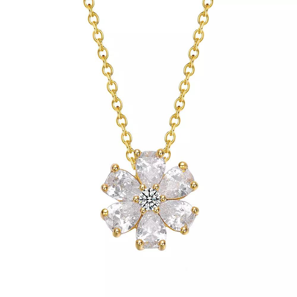 Stella Valentino 14k Gold over Sterling Silver Lab-Created Moissanite Daisy Cluster Pendant Necklace, Womens Gold Tone Product Image
