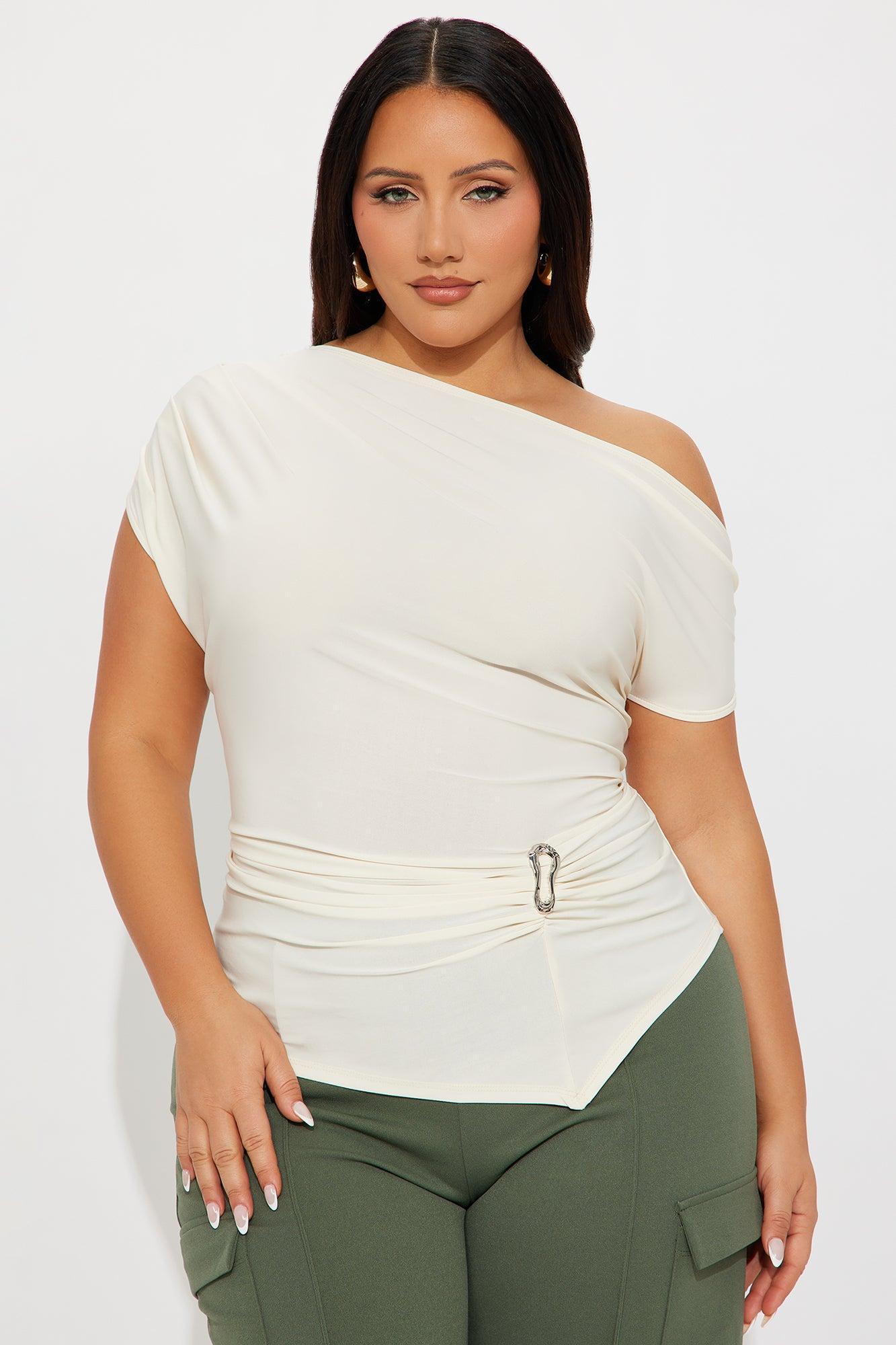 Lucina Ruched Off Shoulder Top - Cream Product Image