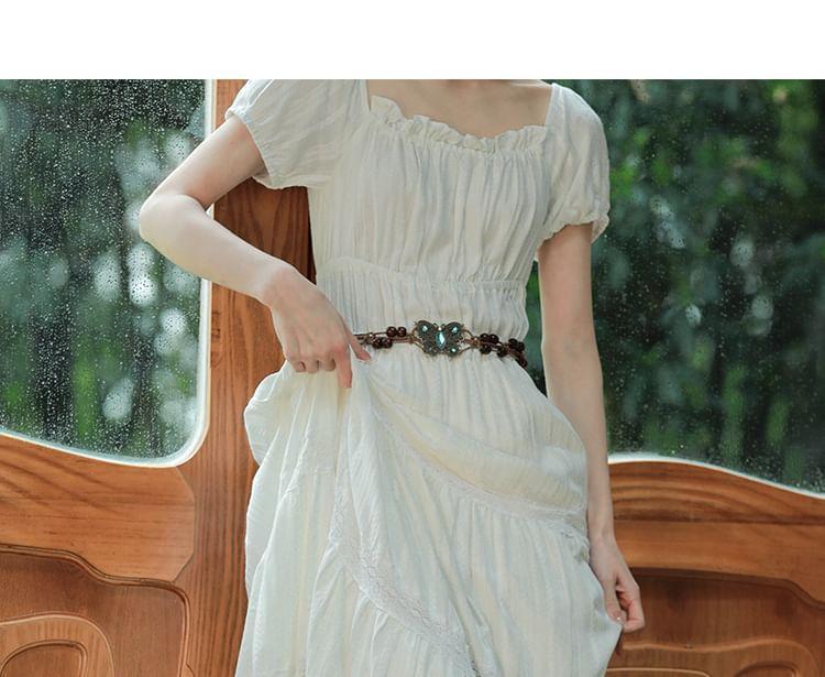 Short-Sleeve Crew Neck Plain Maxi A-Line Dress (Various Designs) Product Image