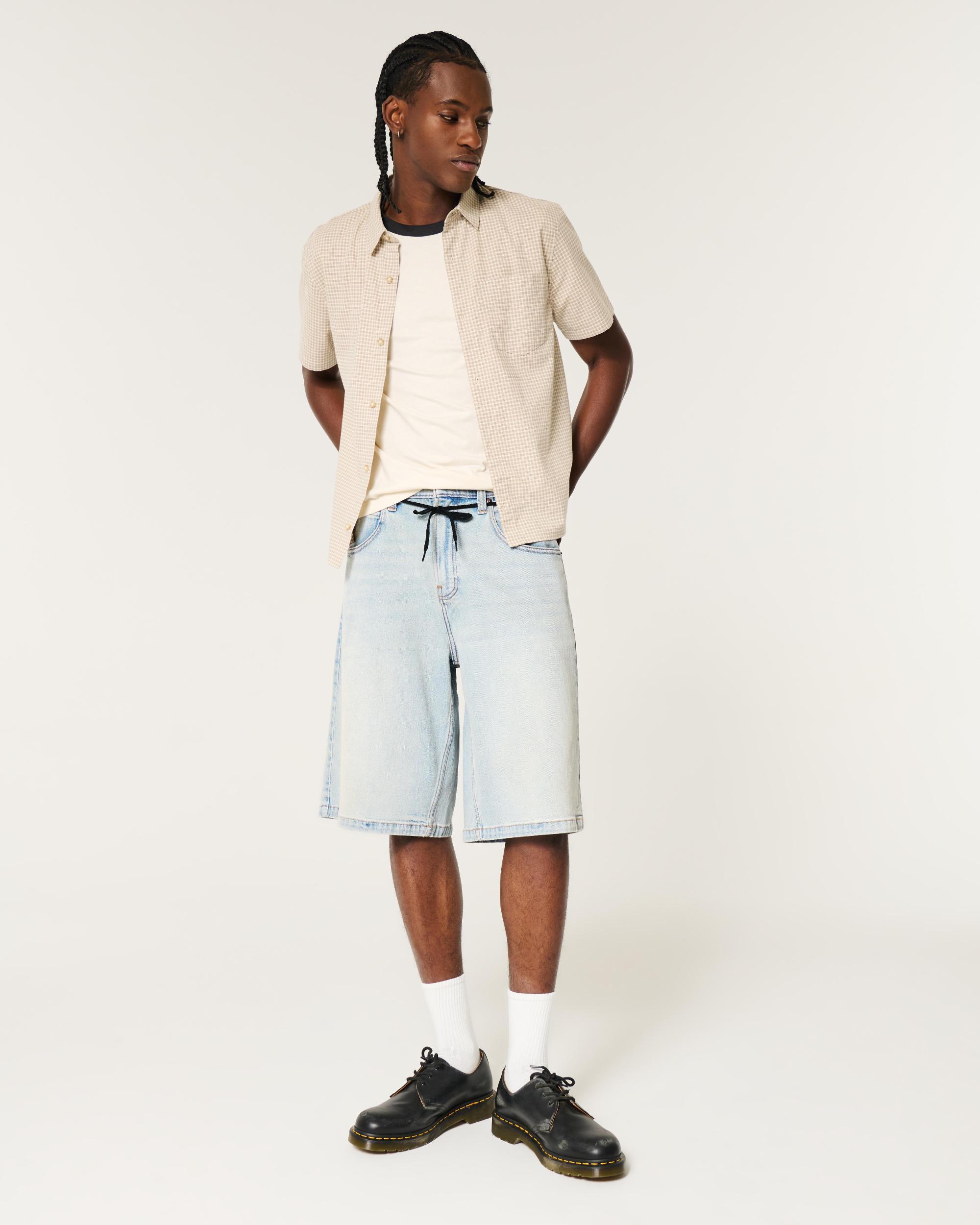 Light Wash Super Baggy Denim Shorts 13” Product Image