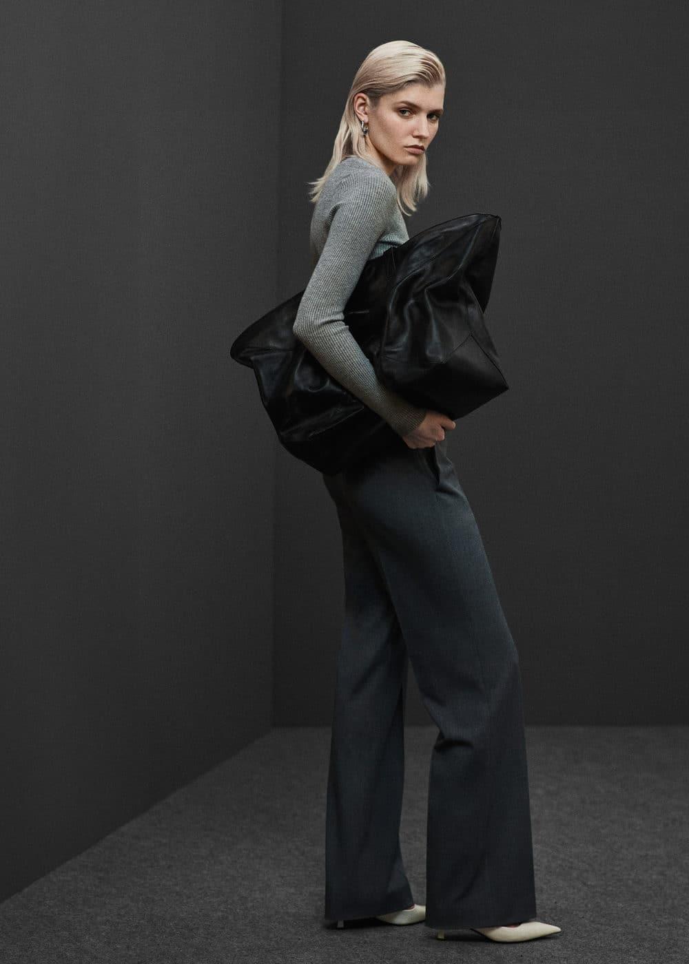 Mango zip side straight leg pants Product Image