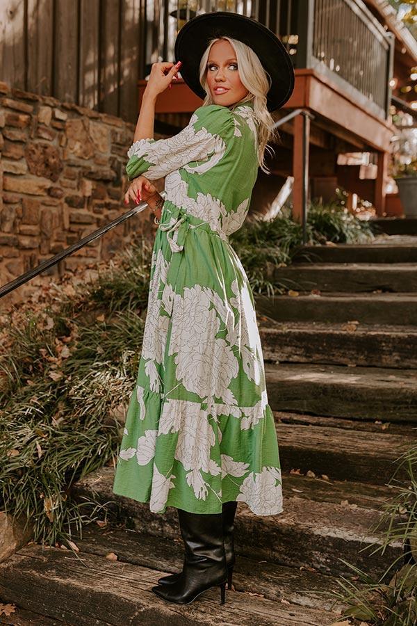 Bistro Bound Floral Midi in Green Product Image