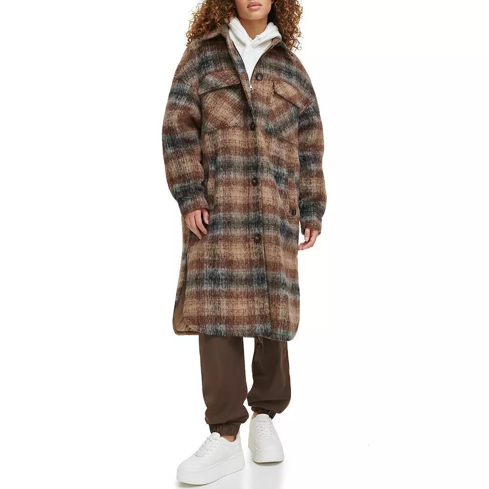 Women's Levi's® Faux Sherpa Lined Long Coat, Size: XL, Red Plaid Product Image